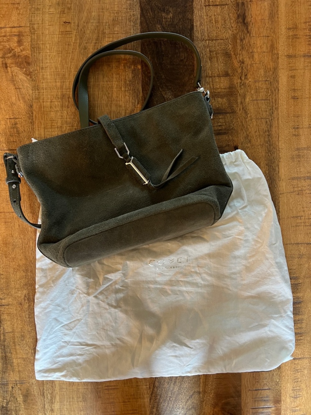 Stella & Dot Dark Green Suede Crossbody - Picture 4 of 4